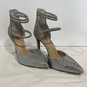 Rhinestone pointed toe heels